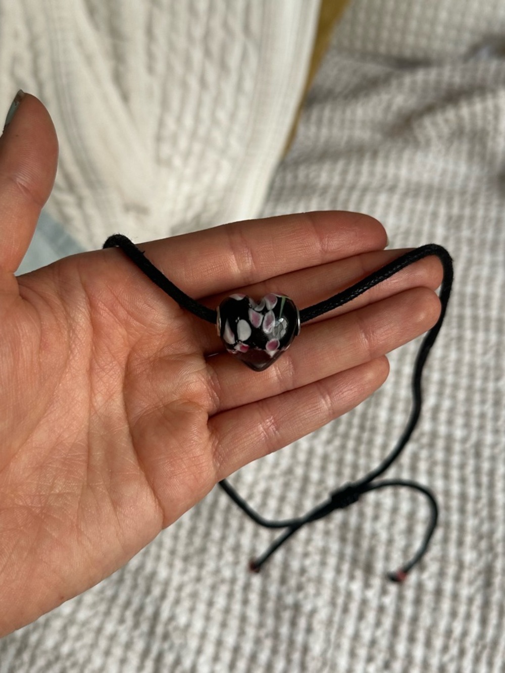Free People Sinatra Choker in Black Floral Bohemian Glass Pendant Necklace